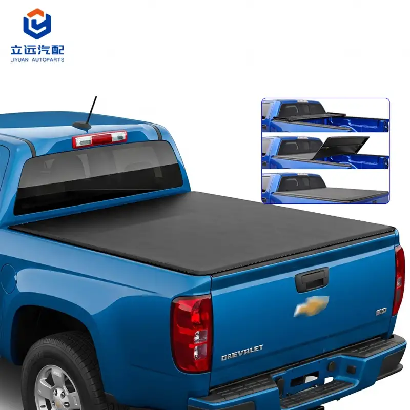Mjuk vinyl Tri-Fold Tonneau Cover för GMC Chevrolet